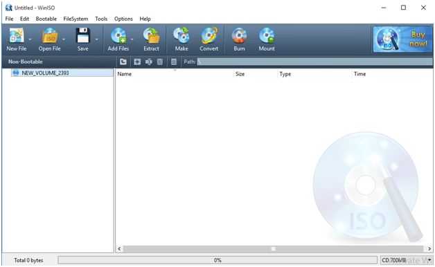 WinISO Files opener free download for windows User interface