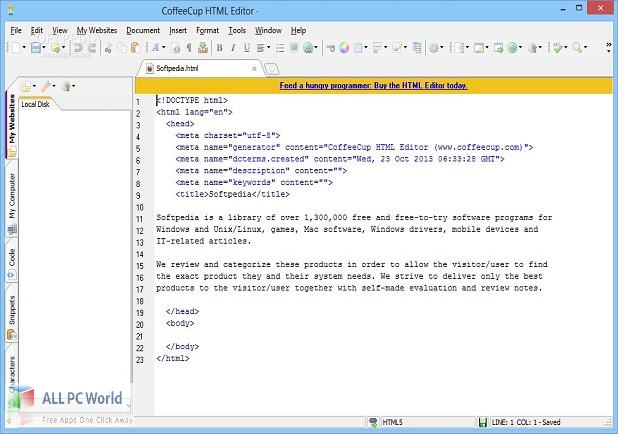 CoffeeCup HTML Editor for Free Download