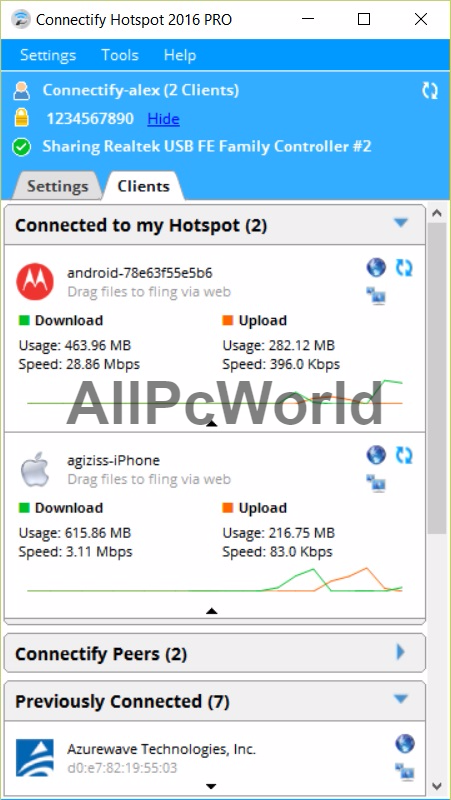 Connectify Hotspot Pro 2016 user interface