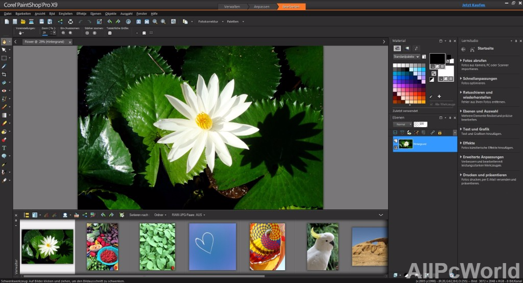 Corel PaintShop Pro X9 User Interface