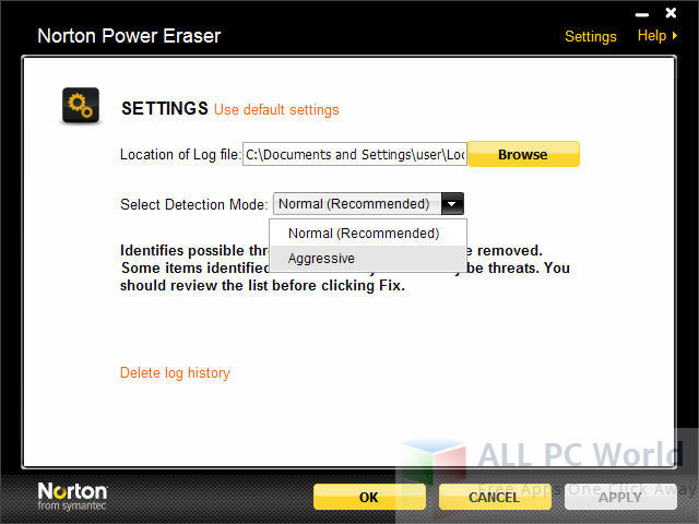 norton power eraser stuck at 100