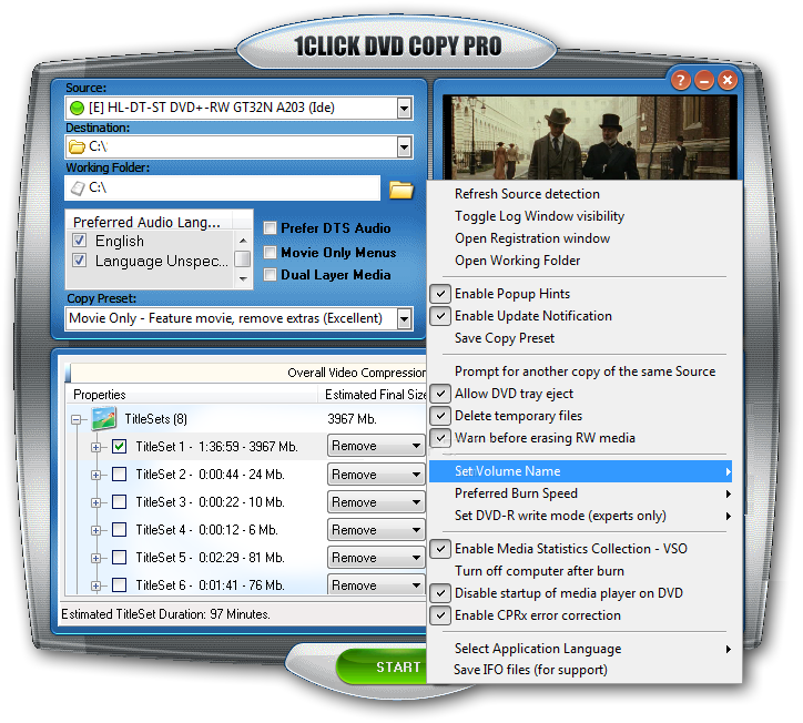 1Click DVD Copy Pro 5.1.1.5 User Interface