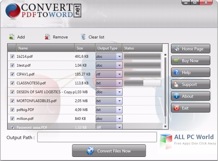 Convert PDF to Word Desktop Software 5.0 User Interface