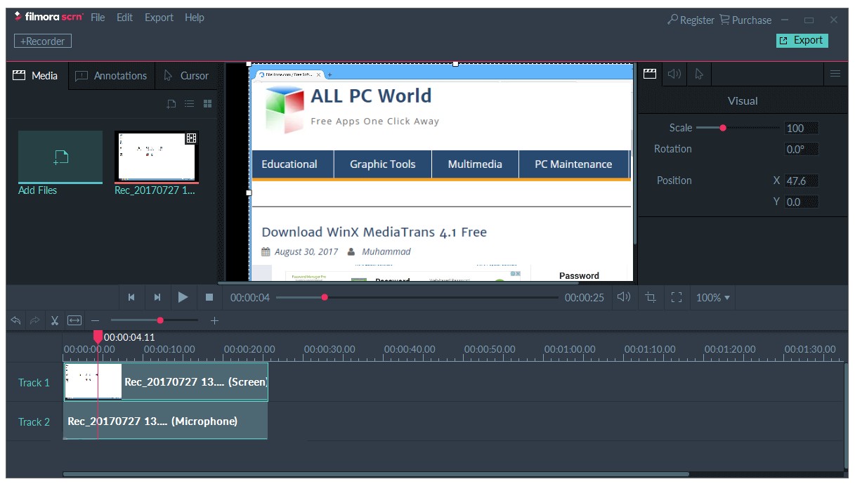 wondershare filmora scrn vs obs