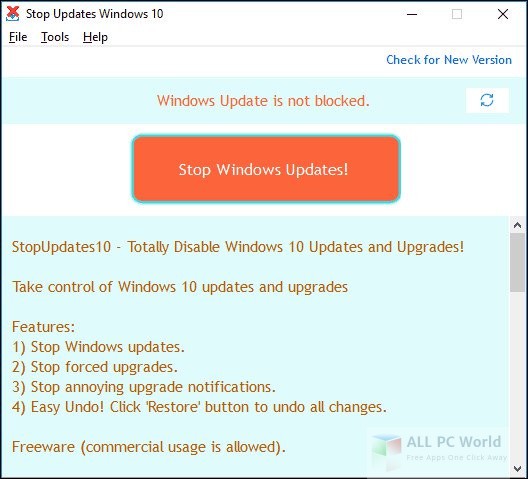 Stop Updates Windows 10 1.10 Free Download