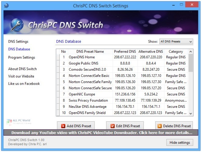 ChrisPC DNS Switch 4.0 Free Download