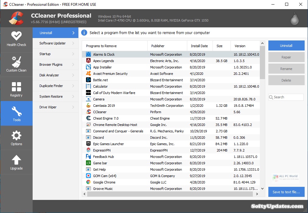 CCleaner Professional 5.66 for Windows 10