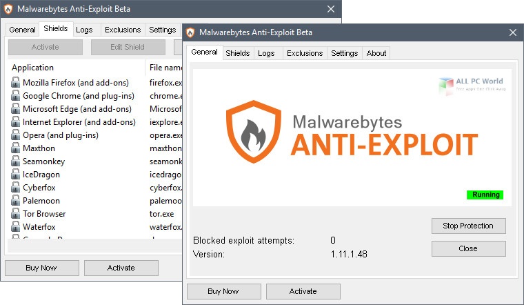 Malwarebytes Anti-Exploit Premium 1.13.1.551 Beta for windows instal