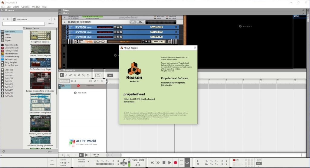 Propellerhead Reason 10.4d4 build 9 878 Direct Download Link