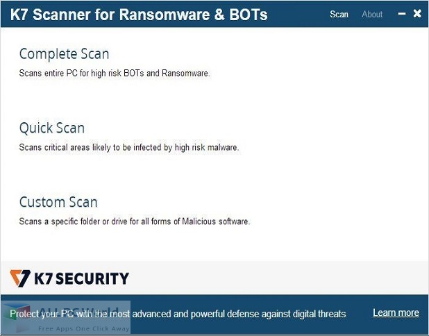 K7 Scanner for Ransomware & BOTs Download Free