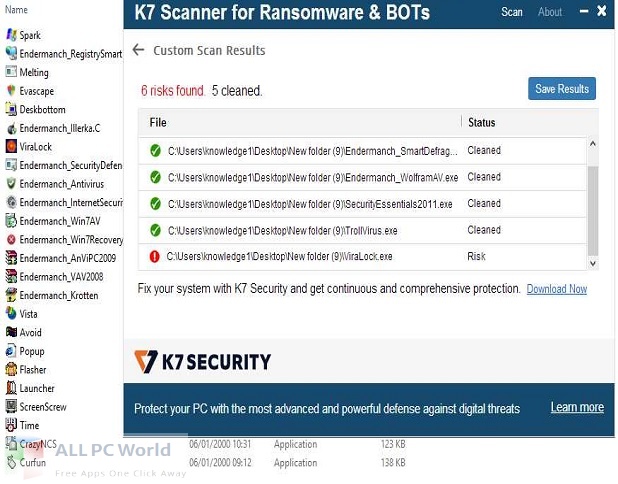 K7 Scanner for Ransomware & BOTs for Free Download