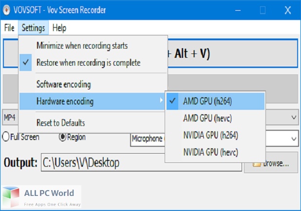 VovSoft Screen Recorder for Free Download