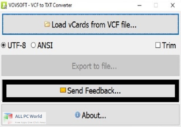 VovSoft VCF to TXT Converter for Free Download
