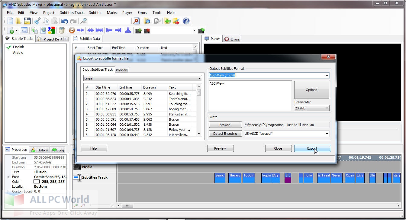 AHD Subtitles Maker Professional for Free Download