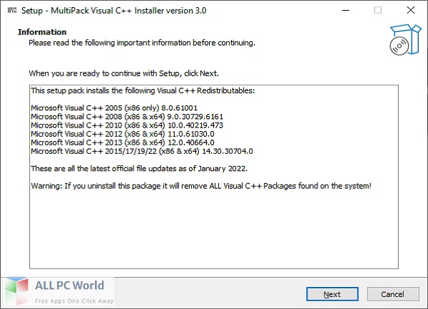 MultiPack Visual C++ Installer 3 Free Download