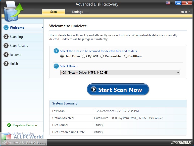 Systweak Advanced Disk Recovery 2 Free Download
