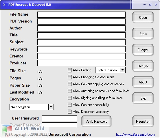 Bureausoft PDF Encrypt & Decrypt Pro 5 Free Download