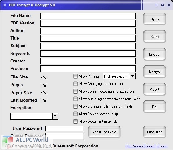 Bureausoft PDF Encrypt & Decrypt Pro Free Download