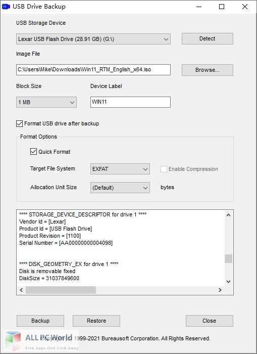 Bureausoft USB Drive Backup Pro Free Download