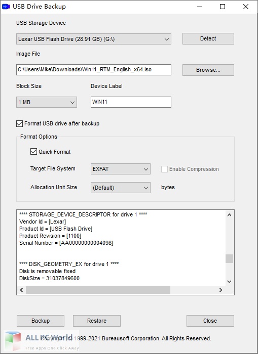 Bureausoft USB Drive Backup Pro for Free Download