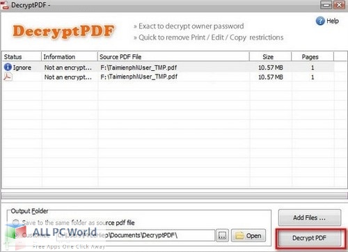 DecryptPDF for Free Download