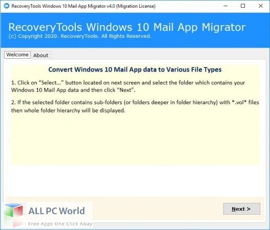 RecoveryTools Windows 10 Mail App Migrator Free Download