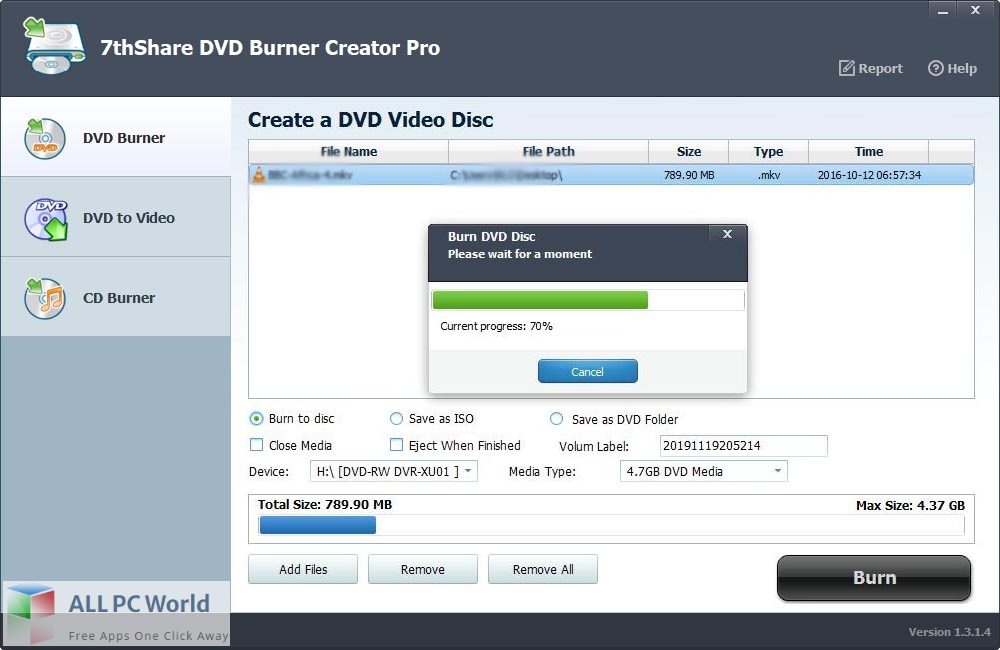 7thShare DVD Burner Creator Pro for Free Download