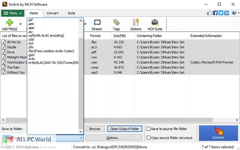 NCH Switch Audio File Converter for Plus Free Download