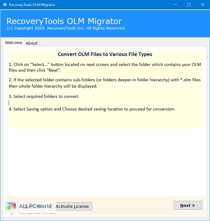 RecoveryTools OLM Migrator 8 Free Download
