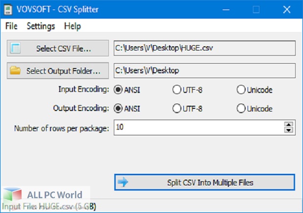VovSoft CSV Splitter Free Download