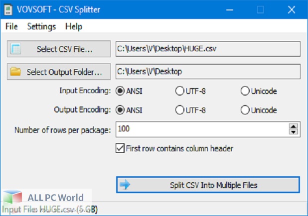 VovSoft CSV Splitter for Free Download