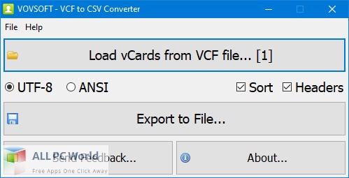 VovSoft VCF to XLS Converter for Free Download