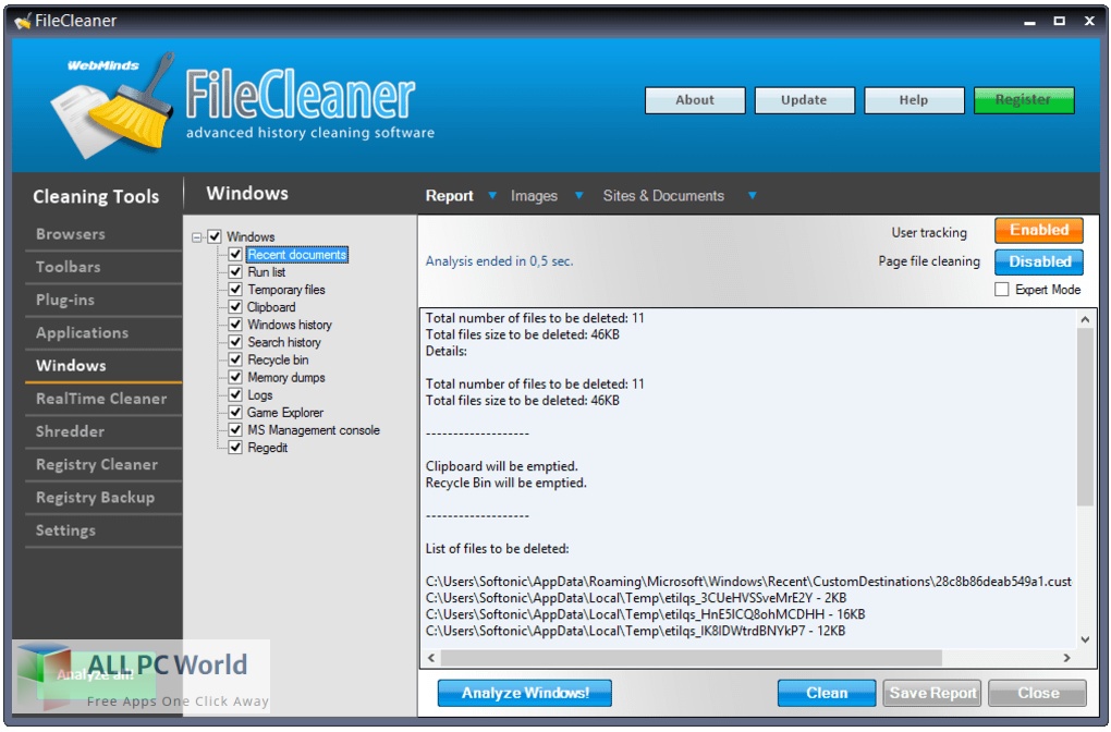 WebMinds FileCleaner Pro for Free Download