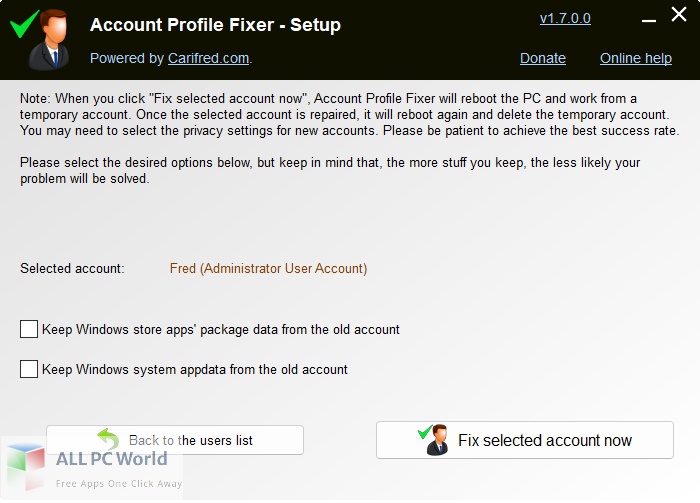 Account Profile Fixer Free Setup Download