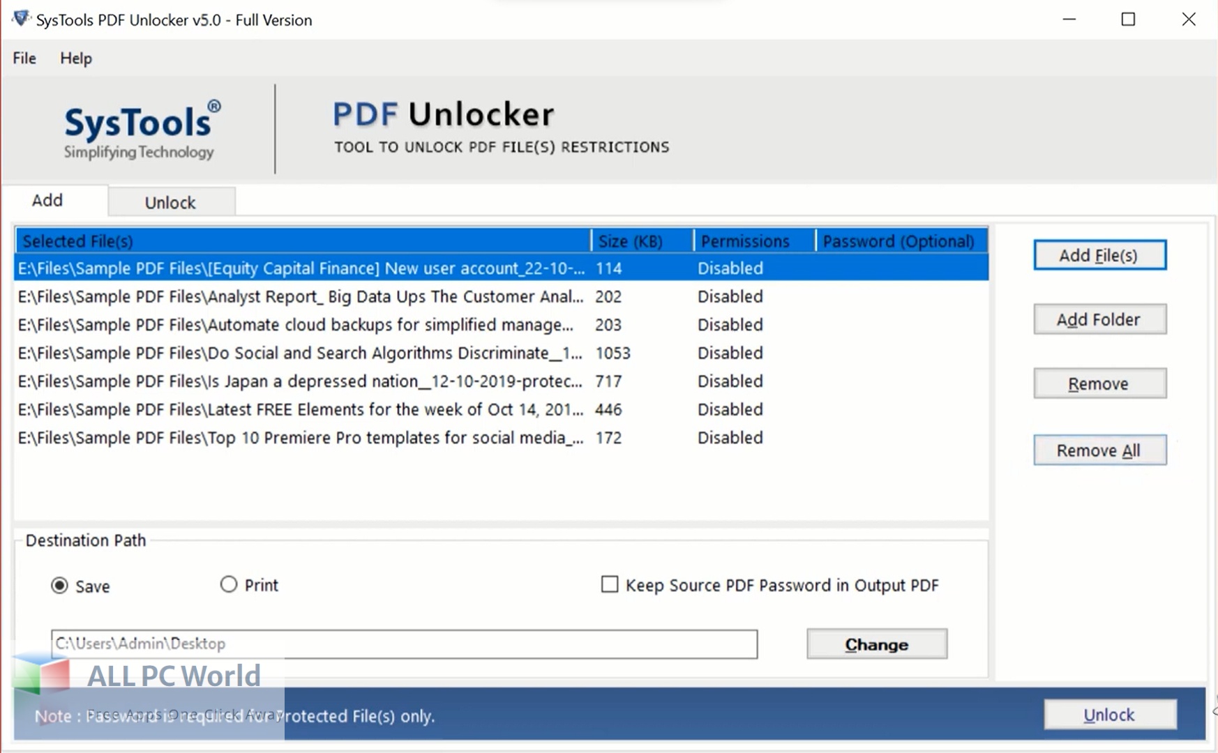 SysTools PDF Unlocker 5 Free Setup Download