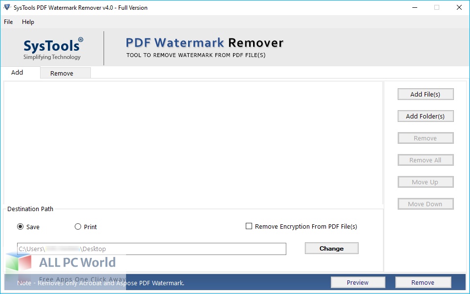 SysTools PDF Watermark Remover 4 Free Download