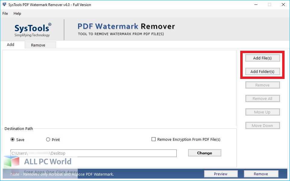 SysTools PDF Watermark Remover 4 Free Setup Download