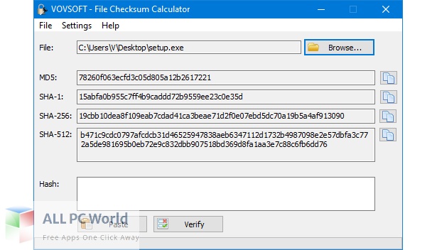 VovSoft File Checksum Calculator Free Download