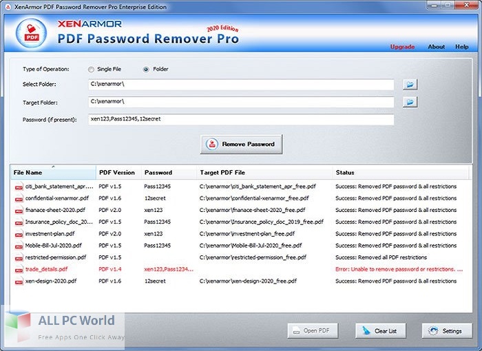 XenArmor PDF Password Remover Free Download