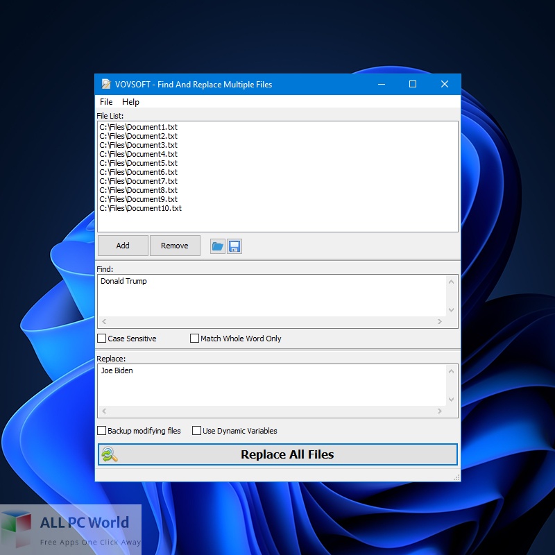 VovSoft Find And Replace Multiple Files 2 Free Download