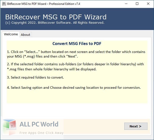 BitRecover MSG to PDF Wizard 8 Free Download