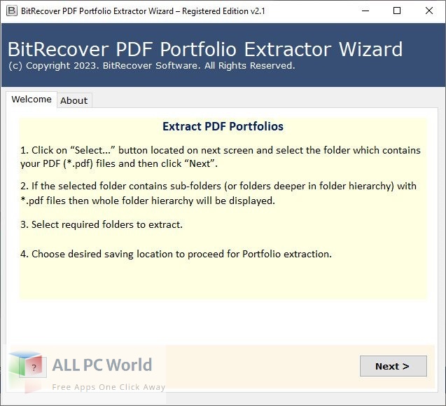 BitRecover PDF Portfolio Extractor Wizard 2 Free Download