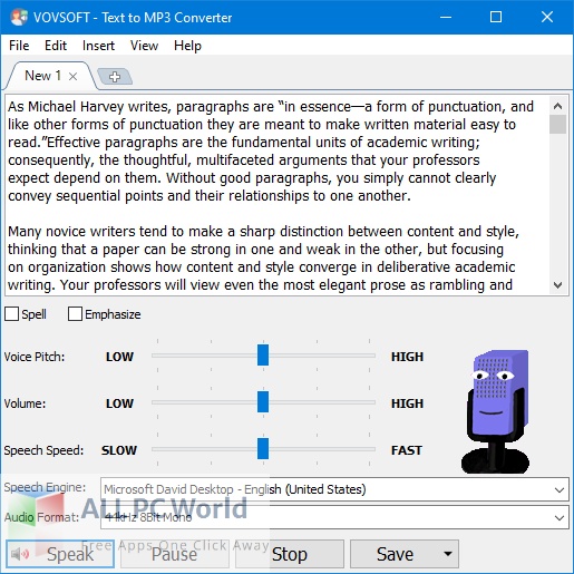 VovSoft Text to MP3 Converter 2 Setup Download