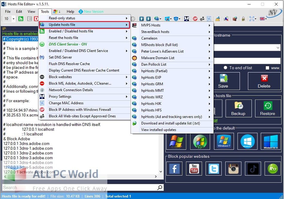 Hosts File Editor+ Download