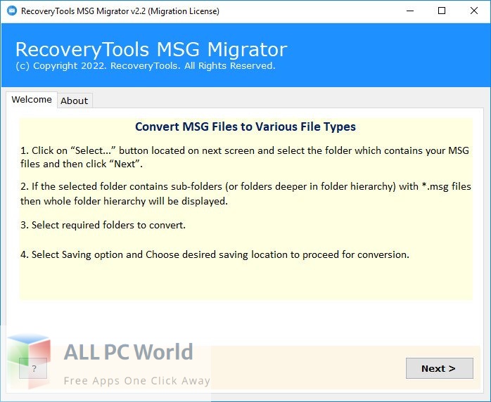 RecoveryTools MSG Migrator 3 Free Download