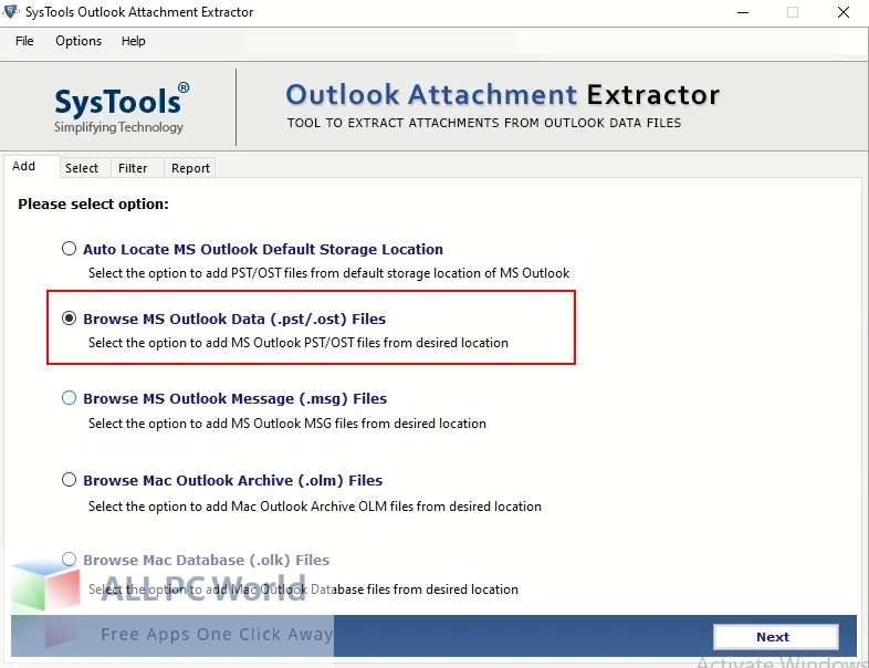 SysTools Outlook Attachment Extractor 9 Free Download