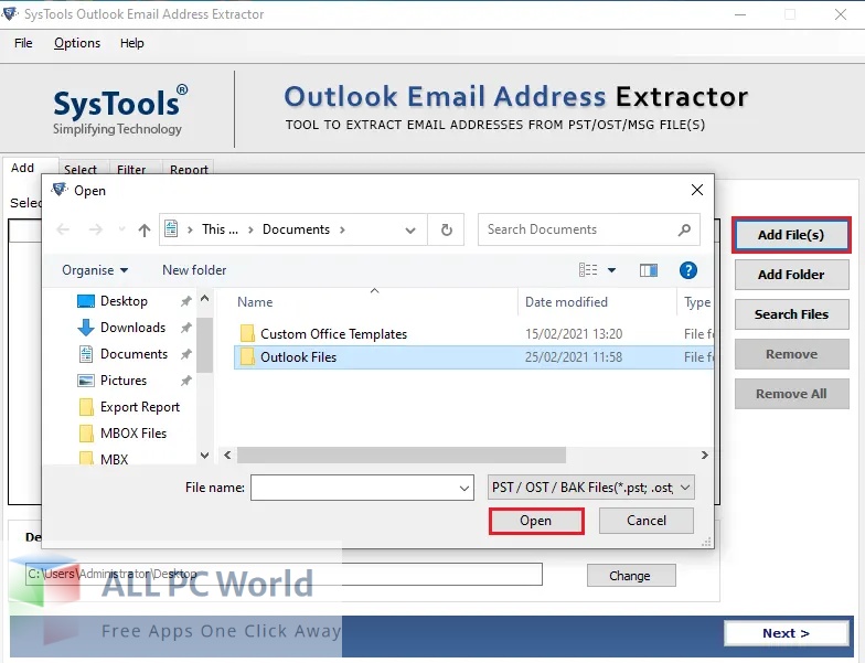 SysTools Outlook Email Address Extractor 5 Free Download