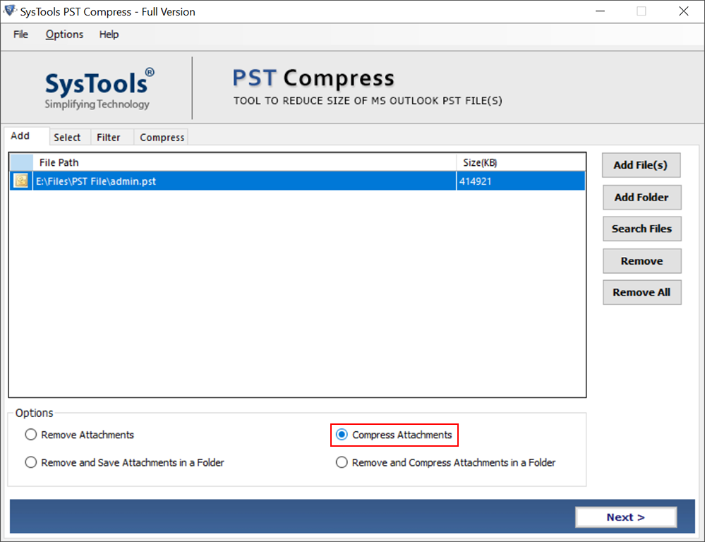 SysTools PST Compress 4 Free Download