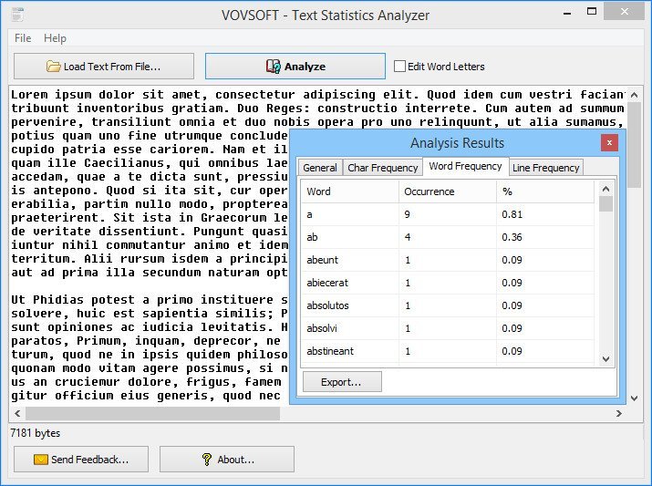 VovSoft Text Statistics Analyzer 3 Free Download