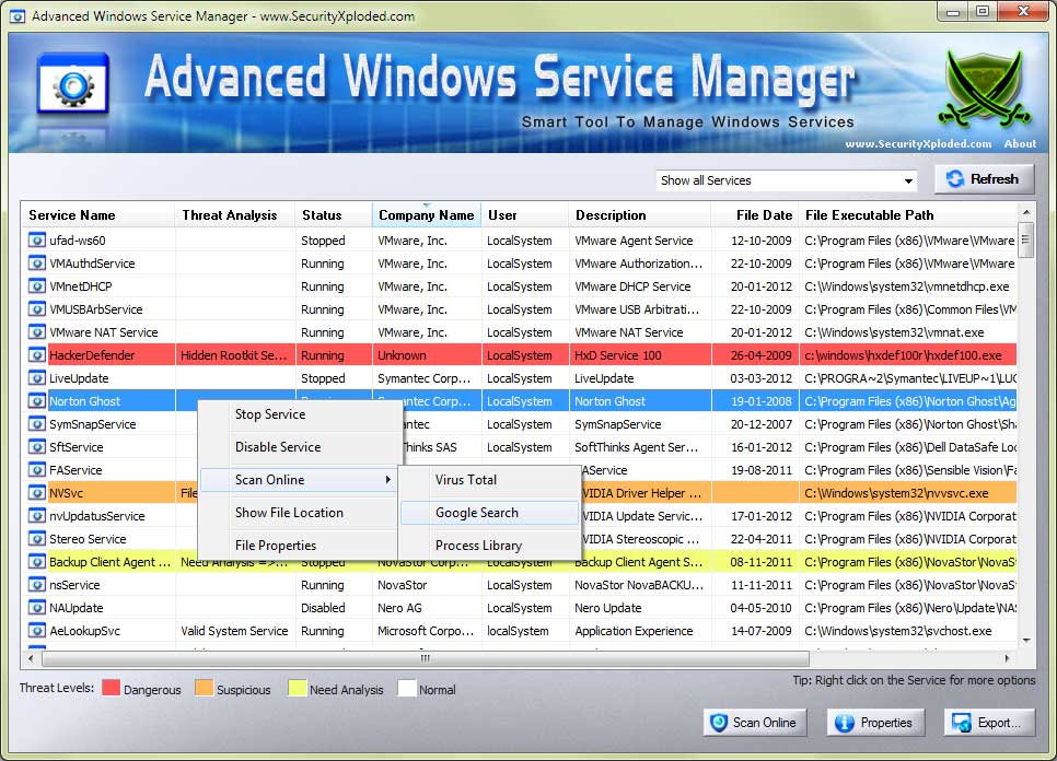 SecurityXploded Advanced Windows Service Manager Download